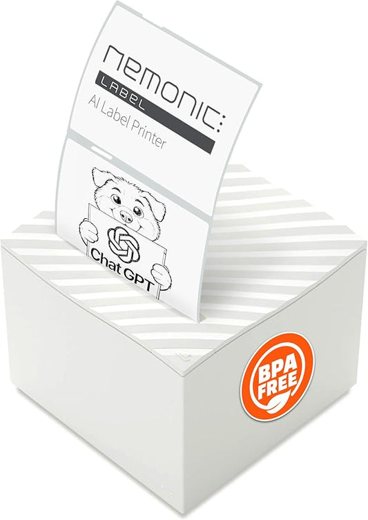 Nemonic AI | Label Printer | Sticky Note | Compatible with CHATGPT | Inkless Bluetooth Thermal Label Printer for Small Business | Portable Wireless