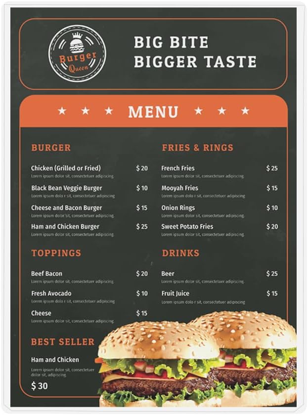 StoreSMART - Rigid Plastic Menu - 8.5" x 14" - 300-Pack - HPP812X14-MENU-300