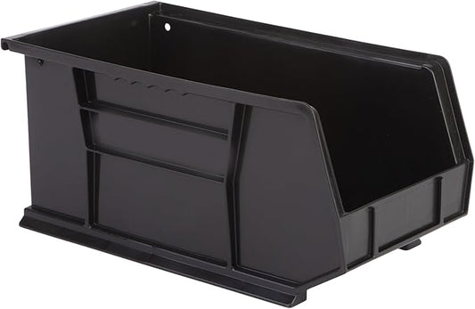 Hudson Exchange 15" x 8" x 7" Plastic Stackable Storage Bin and Hanging Container (Black, 1 Pack)