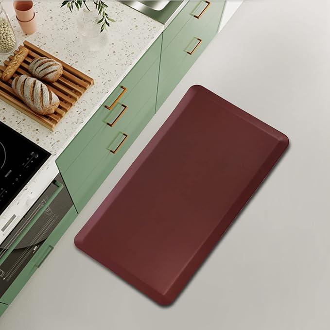 Thick Anti Fatigue Comfort Mat for Standing Desks, Non-Slip Standing Kitchen Mat, Waterproof Floor Mat, Commercial Pads for Offices, Home, Garages(Burgundy)…