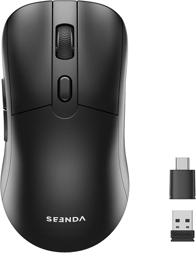 seenda Wireless Gaming Mouse, USB C Mouse, Web-Based Driver, 18000 DPI, 67g Lightweight, 6 Programmable Buttons, Type-C Rechargeable Mouse Gamer for PC/Laptop/Mac - Black