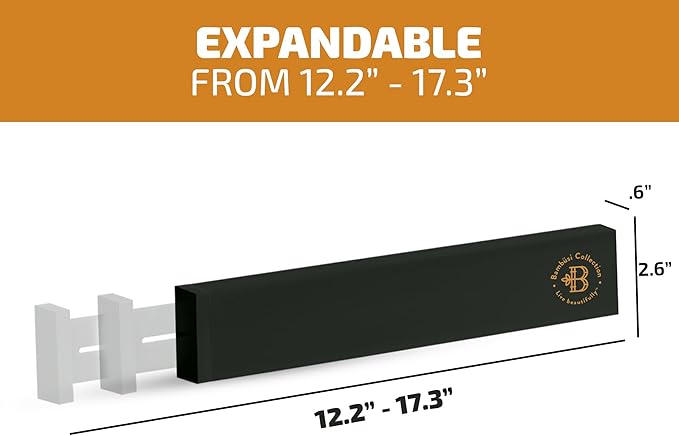 Bambüsi 4 Pack Drawer Divider - Bamboo 2.6" High, 12.5-17" Adjustable Drawer Organizers for Clothes, Expandable Dresser Separators in Bedroom/Bathroom/Kitchen/Office Organization and Storage (Black)