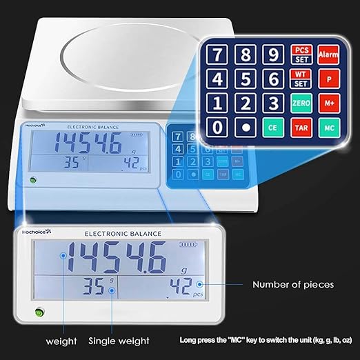 Industrial Scale Counting Scale Precision Electronic Gram Scale Lab Industrial Counting and Weighing 66lb/0.0011lb-30kg / 0.5g Accuracy with RS232 Port for Connecting Computer or Printer