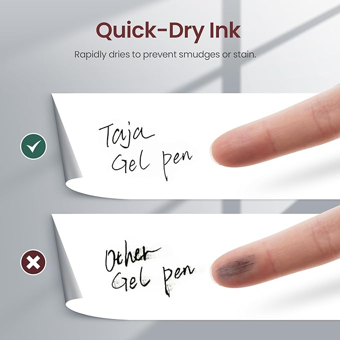 Taja Gel Pens, 6pcs 0.5mm Fine Point Smooth Writing Pens, Quick Dry Black Ink, Unisex, Adult, Vintage Style, Perfect for Writing, Note Taking, Everyday Use