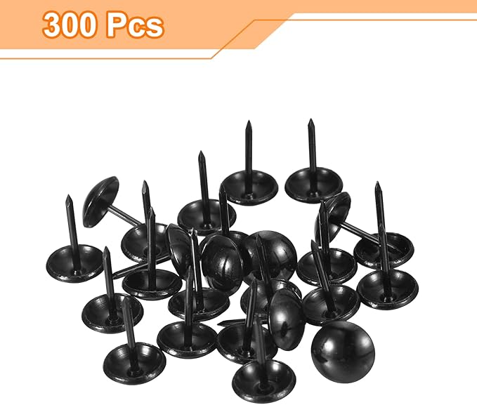 uxcell Upholstery Tacks Nail Pins Furniture, 25Pcs 11x17mm Thumb Tack Pins Assortment Kit Carbon Steel for Home Sofa DIY Decorative Nail Heads Nails, Black