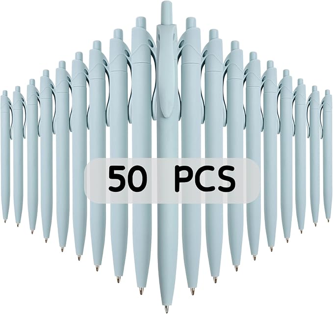 BallPoint Pens, 50 Pack (BLACK Ink),Bulk Pens, Light Blue/Mint Green Barrel,Click Pens for Office Home and School, Retractable Ballpoint Pens, Medium Point, 1.00MM (Light Blue/Mint Green)
