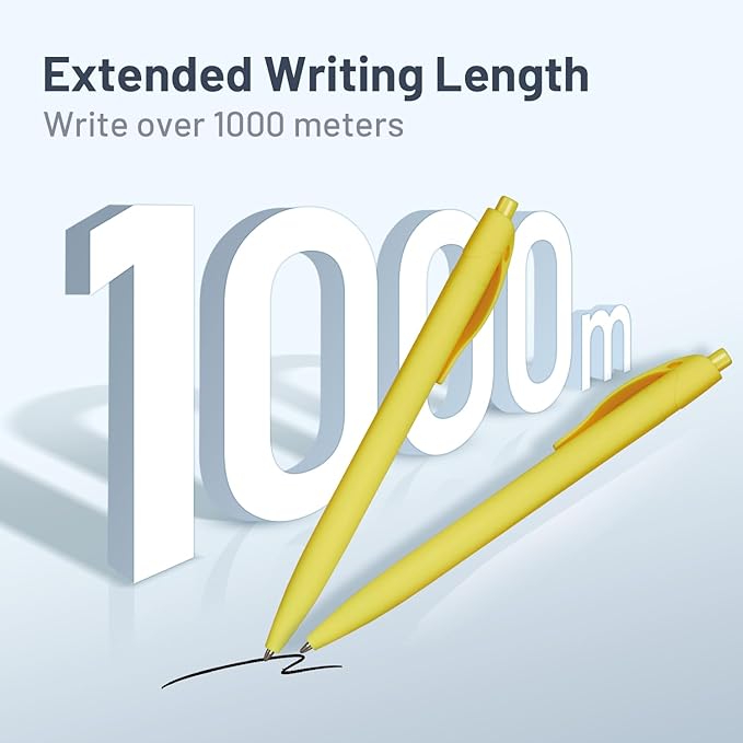BallPoint Pens, 100 Pack (BLACK Ink),Bulk Pens, Yellow Barrel,Click Pens for Office Home and School, Retractable Ballpoint Pens, Medium Point, 1.00MM (Yellow)