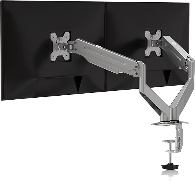 Suptek Dual Monitor Mount Stand-Height Adjustable Gas Spring Monitor Arm Desk Mount for 2 Computer Screens 17 to 27 inches - Each Arm Holds up to 13.2lbs,Silver(MD8SPS)