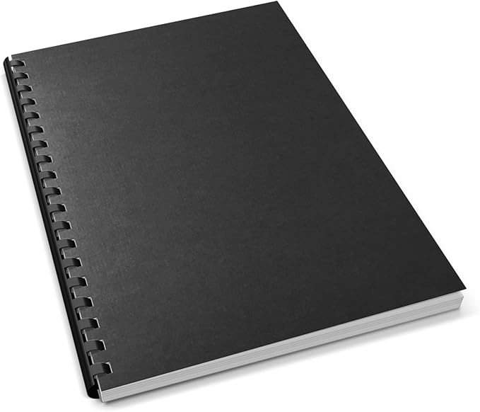 Binditek 25 Pack 13 Mil Slight Linen-Texture Paper Binding Presentation Covers, 90lb, for Business Documents, School Projects, 8-1/2 x 11", Un-Punched, Black