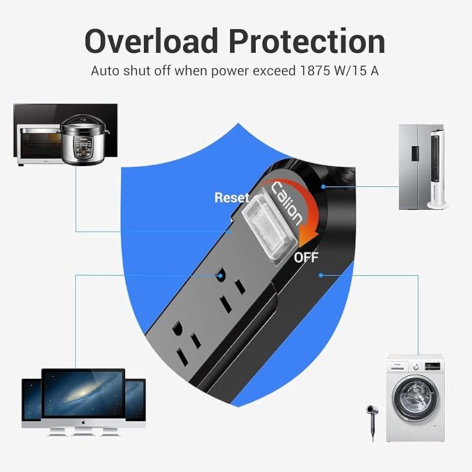 IPX6 Outdoor Power Strip Weatherproof, Waterproof Surge Protector with 3 Wide Outlet 3FT Extension Cord, Wall Mountable for Outside Decorations and More UL Listed(Black)