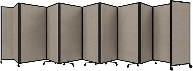 Versare Room Divider 360 Portable Wall Partition | Folding Panels | Large Freestanding Divider | Locking Wheels | Temporary Room Separator