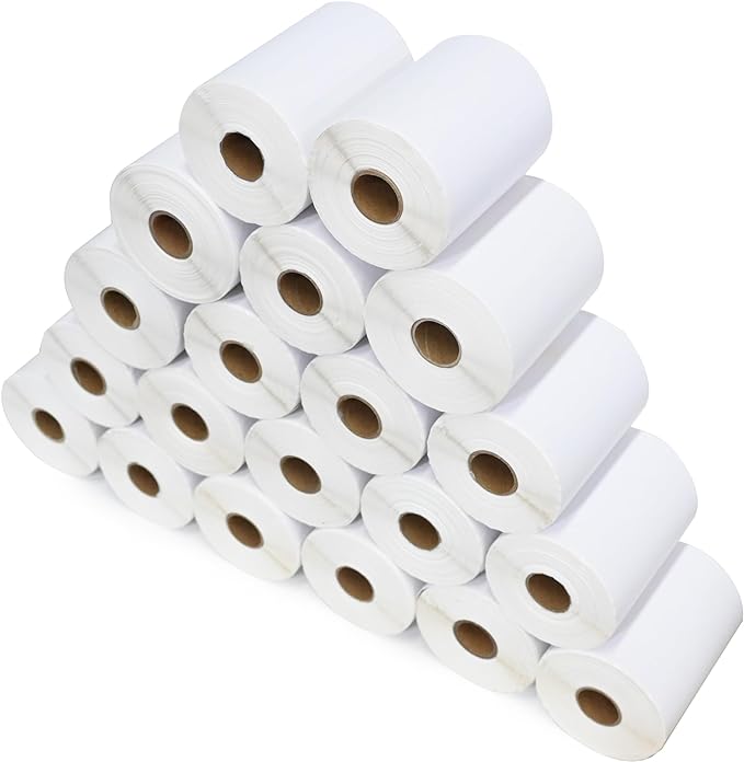 NATURALABEL 5000 PCS 4" x 6" Direct Thermal Shipping Labels for Small Business, with Perforated Lines, Compatible with Rollo and Zebra (20 Rolls, 250 Labels/Roll)