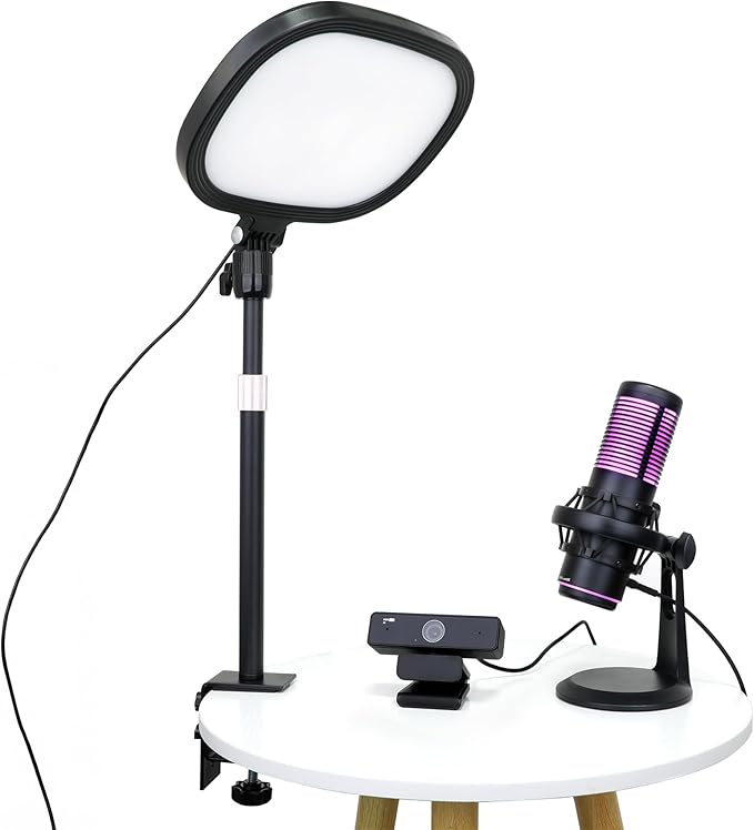 Live Video Streaming Kit (Deluxe)-for Video Call, Gaming, Podcast, YouTube, Content Creation- Includes 2k 60 FPS Webcam, Professional Cardioid Microphone, and LED Flat Light for Android/MAC/Windows