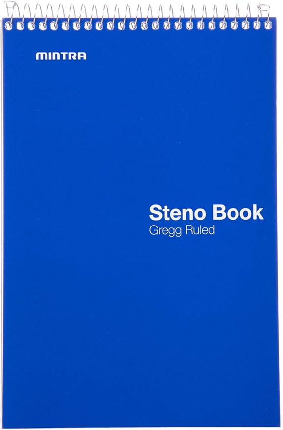 Mintra Office Steno Books - (Primary 4PK, Green Tint Paper, Gregg Ruled) - 6inx9in, 70 Sheets