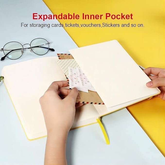 POPRUN A5 Lined Journal Notebooks, Leather Hardcover Thick Notebook for Writing, Business Work, Travel, School, College, Christmas, 5.5 x 8.3 inch, 240 Pages Classic Ruled Journals Notepad, Pink