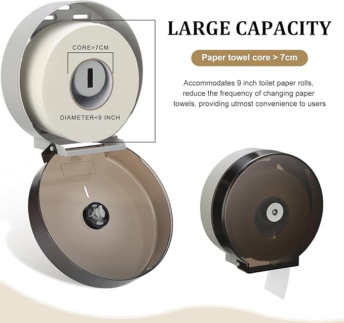 Layhit 4 Pack Toilet Paper Holder Wall Mount, Toilet Paper Towel Dispenser, Commercial 9" Jumbo Plastic Tissue Dispenser with Key Wall Lock for Bathroom, Office, Restaurants