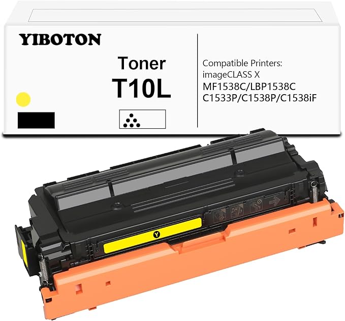 T10 T10L Yellow Toner Cartridge Replacement 4563C001 Toner (with New Chip) for Color imageCLASS X LBP1538C MF1538C C1533P C1538P C1538iF Printers(1 Pack)