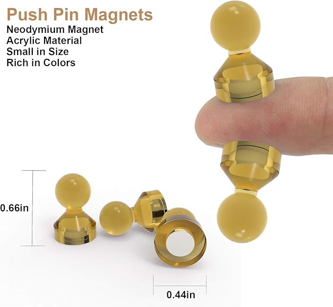 Ant Mag Magnetic Push Pins Strong Push Pin Magnets for Fridge Whiteboards Calendars Maps in School & Office Pack of 18 Brown