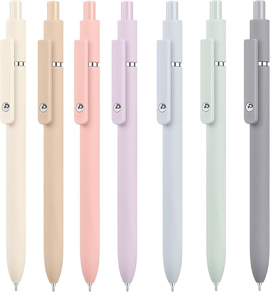 Vanhench 7Pcs 0.5mm Black Ink Pens Fine Point Smooth Writing Gel Pens Quick Dry with Soft Silicone Touch Barrel & Fidget Stress Ball, Multifunction Writing Office Desk Nurse School Supplies