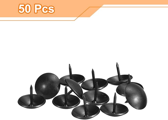 uxcell Upholstery Tacks Nail Pins Furniture, 100Pcs 19x16mm Thumb Tack Pins Assortment Kit Carbon Steel for Home Sofa DIY Decorative Nail Heads Nails, Black