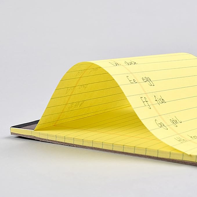 KAISA Thick Legal Pad Small Writing Pads, 5“x8” Legal Pad Narrow Ruled With Rigid Chipboard Back Support, 50sheets Perforated 20lb Recycled Paper Pads, Canary 12pad, KSU-6948