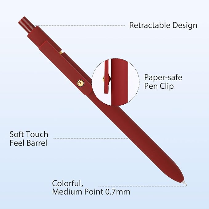 FIOVER Colored Pens, 6 Pack Colorful Gel Pens, Quick-Dry 0.7mm Medium Point for Journaling, Note Taking, Doodling, Aesthetic Office School Supplies, Gifts for Women Men(6PCS Vintage Colorful)