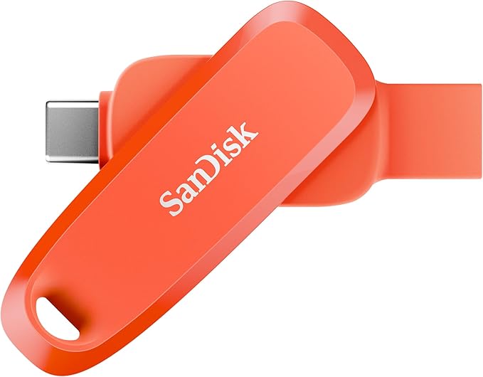 SanDisk 512GB Phone Drive - The 2-in-1 USB for Smartphones, Tablets, and Computers - Thumb Drive with USB Type-C and Type-A Connectors, Nasturtium Orange - SDDDC6-512G-G46NO