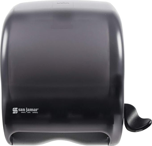 San Jamar Classic Element Paper Towel Dispenser Wall-Mounted Commercial Roll Dispenser, Fits All Core Sizes with Lever for Bathroom, Kitchens, and Restaurants, Plastic, Universal Paper, Black Pearl
