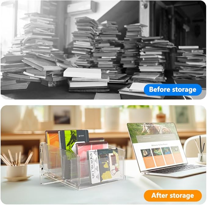 File Sorter Organizer, 5 Sections Acrylic Letter Tray for Desk, Mail Organizer Letter Holder for Envelopes, Mail, Electronics 1Pack