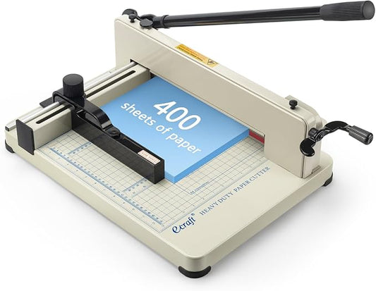 Ecraft Heavy Duty 12" Guillotine Paper Cutter - 400 Sheet Capacity,Solid Steel with HSS Blade,Industrial Commercial Trimmer for Office,School,Print Shop,Safety Lock & Clear Grids