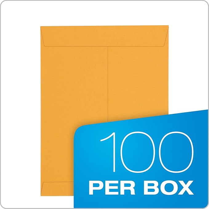 Columbian 10 x 13 Catalog Envelopes with Self Seal Closure, 28 lb Brown Kraft, for Mailing Flat Letter Size Documents or Photos, 100 Per Box (COLO335)