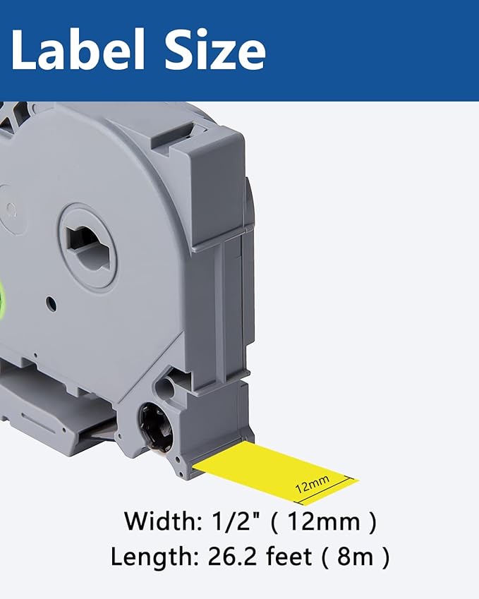 Tze Tz Tape 12mm 0.47 Laminated Yellow Compatible for Brother P Touch Label Maker Tape TZe-631 TZe631 Label Tape for PT D200 D210 D220 D400 Cube, Black on Yellow, 1/2 Inch x 26.2 Feet, 3-Pack