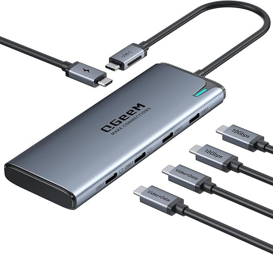 QGeeM USB C Hub,Multiple Converter Adapter 5 in 1,Type C Splitter Extender with Single 8K,Dual 4K/60Hz,10Gbps Data Transfer,PD 100W,for MacBook Pro,iMac,HP（M1/M2 only 1 Display