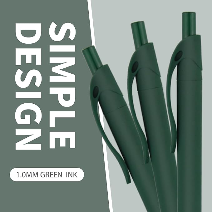 deegtran Pens Bulk, 50 Pack No Bleed Green Click Pens, Wholesale Retractable Ballpoint Pens, Pens Medium Point, Smooth Ink Pens, 1.0MM Green Ink