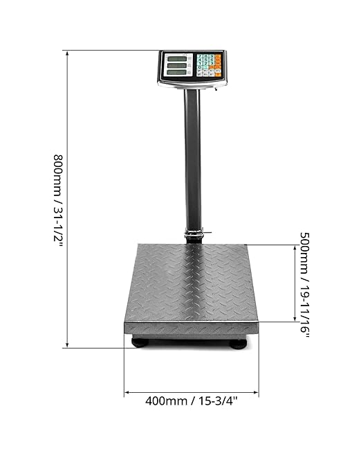 QWORK Foldable 600LB Weight Computing Postal Scale, Floor Platform Digital Scale, Accurate Warehouse Large Shipping Mailing LB/KG Calculator
