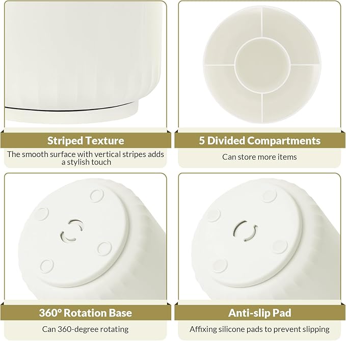 SKYDUE 360 Degree Rotating Desk Organizer, Small Dual-Purpose Pencil Pen Holder for Desk, Rotating Pencil Cup with 5 Slots, Office Supplies, Desk Decor for Office, School, Home