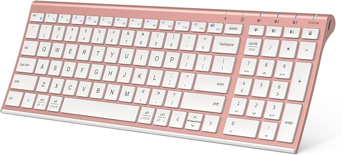 iClever BK10 Bluetooth Keyboard, Universal Bluetooth 5.1 Wireless Keyboard with Number Pad, Ergonomic Design, Multi-Device Compatibility, Stable Connection for Mac, iPad, iPhone, Android, Windows