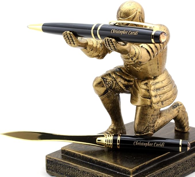 Free engraving - 24K Gold, Mens Leather Money Clips, Roller Ballpen, Ballpoint pen, Ball pen, Groomsmen Gift,Three Lines Each 20 Characters, Free Customization (Silver_Gift_Set)