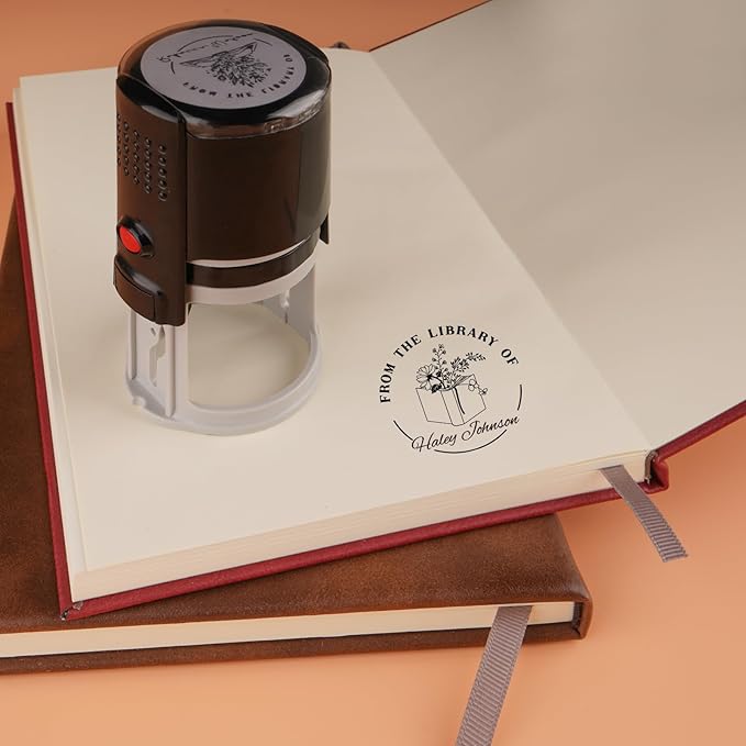 Custom Self-Inking Stamps | Personalized Book Stamp Gift for Book Lovers | 5 Ink Colors (Style12)