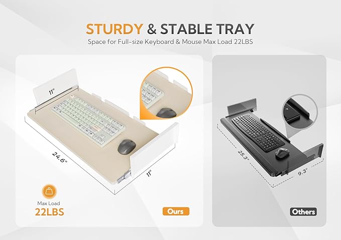 Claiks Standing Desk with Keyboard Tray, Electric Standing Desk Adjustable Height, 48x24 Inches Sit Stand up Desks with Splice Board, Raising Desks for Home Office, Natural
