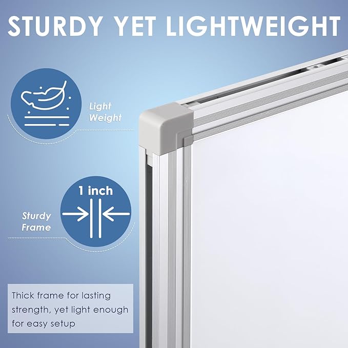 SWANCROWN 72" x 48" Dry Erase Board, Magnetic White Board for Wall, Large Marker Whiteboard with a Long Pen Tray for Class and Office