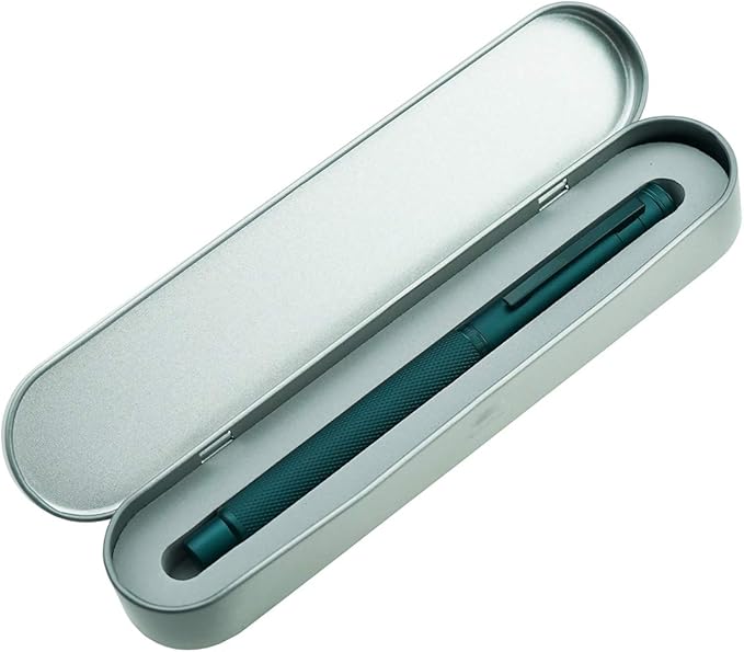 Asvine Dark Green Forest Fountain Pen Extra Fine Nib Classic Design with Converter and Metal Pen Case Set