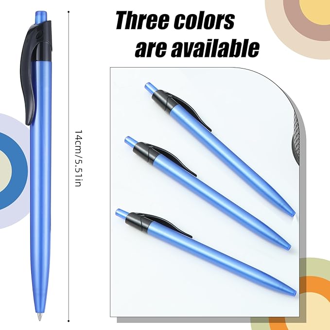 Retractable Blue Ballpoint Pen for Smooth Writing 1.0mm Medium Pack of 50, Click pens with Comfort grip, Idea for Journaling, Planner, Note Taking Office School Supplies