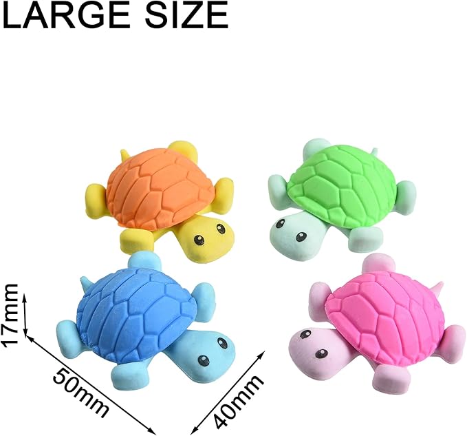 16 Pcs Cute Turtle Pencil Erasers for Kids, Novelty Rubber Turtle Desk Pet Erasers for Classroom Favors Party Supplies