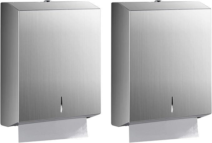 Paper Towel Dispenser Wall Mount - Multifold Trifold Paper Towel Dispensers, Large Capacity Stainless Steel Tissue Holder, Suitable for Bathrooms and Public Places