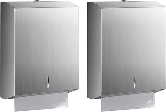 Paper Towel Dispenser Wall Mount - Multifold Trifold Paper Towel Dispensers, Large Capacity Stainless Steel Tissue Holder, Suitable for Bathrooms and Public Places