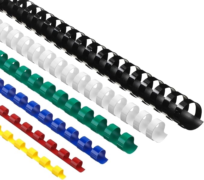 Yunsailing 150 Pack Plastic Binding Combs Plastic Binder Comb Ring 19 Ring Binding Spines Letter Size Spiral coils for Notebook Calendar(1/4 5/16 3/8 1/2 5/8 3/4 in,Multi Colors)
