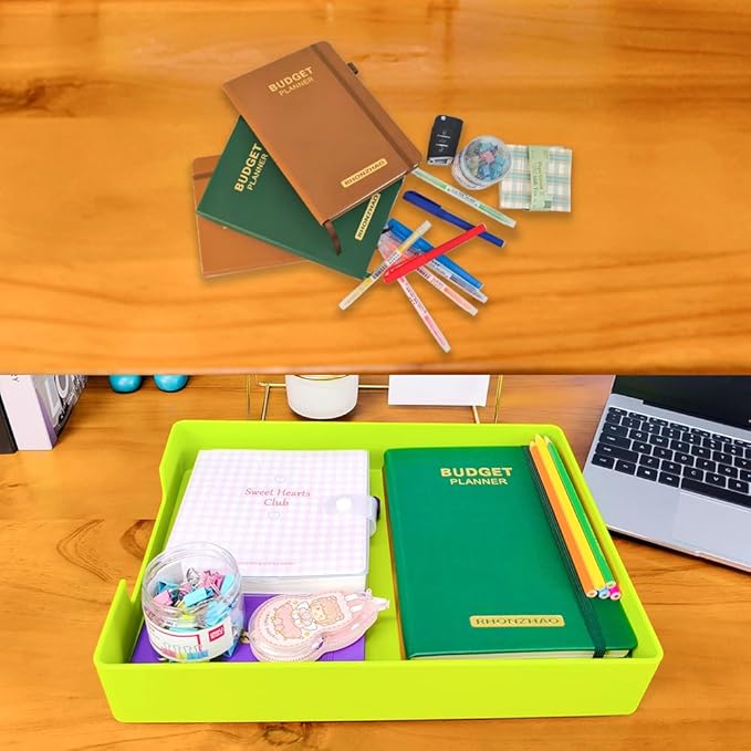 Letter-Size Tray, A4 Plastic Paper Holder File Organizer, Stackable Letter Tray for Office, School, Home Storage (Green)