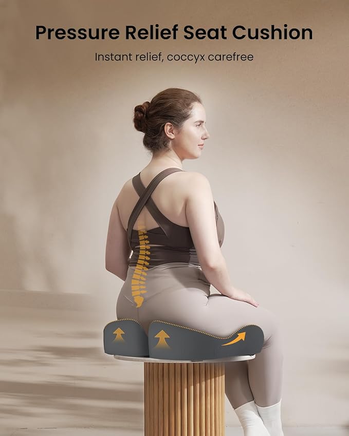 ProtoArc Extra Large Seat Cushions for Office Chairs, Ergonomic Memory Foam Seat Cushion for Home, Extra Cover, Car Seat Cushions for Driving, Pressure Relief Pad for Sciatica - Dark Gray