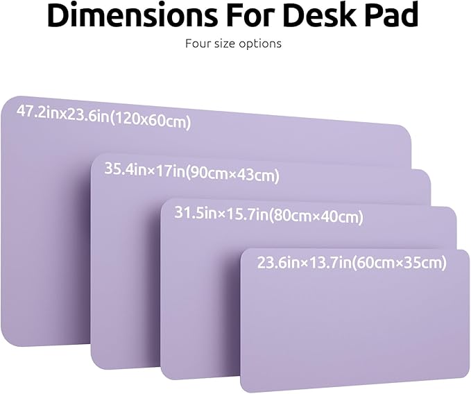 YSAGi Leather Desk Protector, Office Mat, Large Mouse Mat, Non-Slip PU Leather Blotter, Laptop Desk, Waterproof Writing Pad for Office and Home (Light Purple, 35.4" x 17")